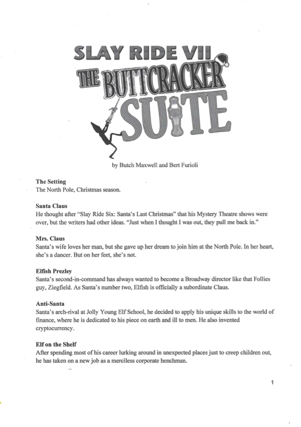 An early title page for The Buttcracker Suite, originally numbered Slay Ride VII.