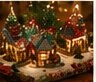 A glowing Christmas village.