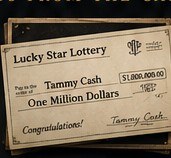 Tammy Cash's oversized lottery check