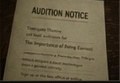 Audition notice for The Importance of Being Earnest.