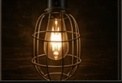 A glowing ghost light on a darkened stage.