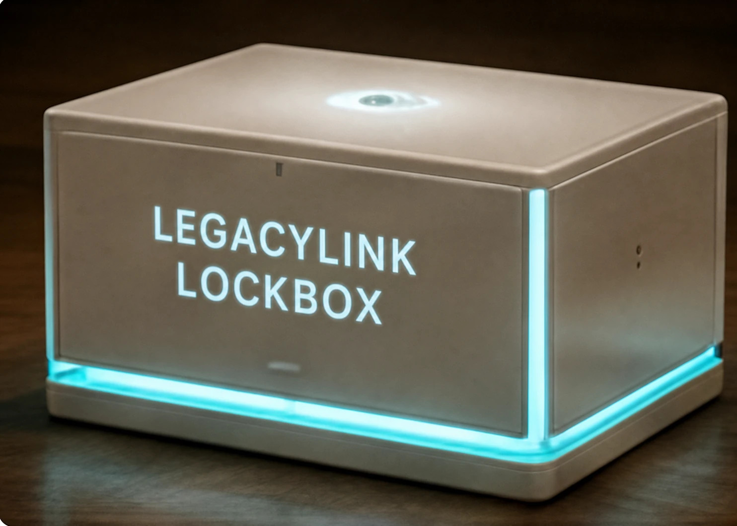 The softly illuminated LegacyLink Lockbox used to secure the participants’ phones